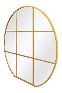 MirrorOutlet The Circulus Gold Framed Flat Bottom Circular Window Wall Mirror 189CM X 180CM