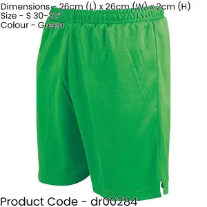 S - GREEN Adult Soft Touch Elasticated Training Shorts Bottoms - Football Gym