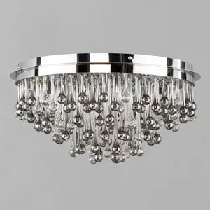 Litecraft Teardrop Chrome 5 Lamp Crytal Effect Flush Ceiling Light