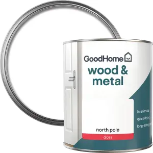 GoodHome North pole Gloss Metal & wood paint, 750ml