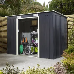 Rowlinson Trentvale 8x4 ft Pent Dark grey Metal 2 door Shed