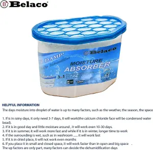 Belaco Disposable Dehumidifier Pack of 6x 500ml Prevent Mould & Mildew, Eliminating Musty Odor, Remove Dampness, Absorber