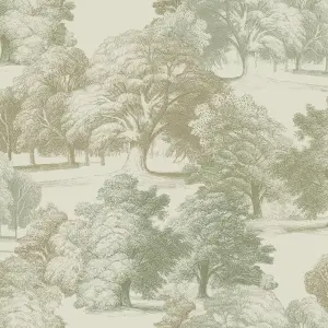 Paul Moneypenny  Belvoir Forest Green Toile Wallpaper for Grandeco