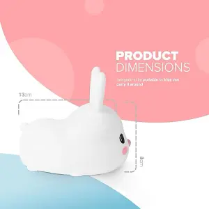 Kidoola Bunny Night Light - Nightlight Lamp - 6 Colour Touch Change LED  Cute Nursery Decor & Night time Sleep Accessory