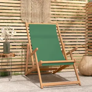 Berkfield Folding Beach Chair Solid Wood Teak Green