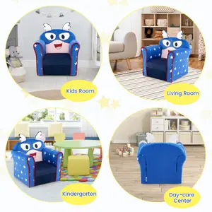 Costway Kids Sofa Children Armrest Upholstered Chair Cute Pattern Armchair Solid Frame