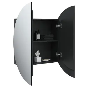 Berkfield Bathroom Cabinet with Round Mirror&LED Black 54x54x17.5 cm