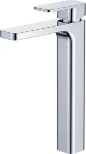 VURTU Barkway High Basin Mixer, Chrome, 1/4 Turn, Single Lever Ceramic Disc, High/ Low Water Pressure, 293(H) x 42(W), 691104