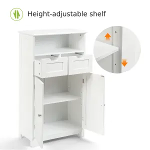 Costway Bathroom Floor Cabinet Wooden Kitchen Storage Cupboard w/ Adjustable Shelf & Doors