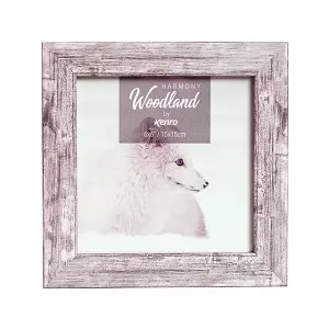 Kenro Box of 3 Harmony Woodland Silver Grey Rustic Wood Effect Photo Frame 5x5 Inch / 13x13cm - HW1313GY