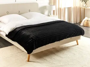 Bedspread RAKYA Faux Fur 150 x 200 cm Black