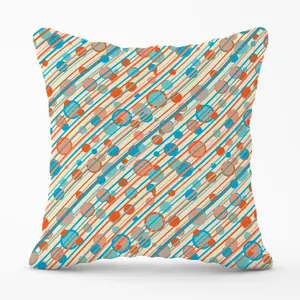 Retro Stripes And Circles Outdoor Cushion 45cm x 45cm