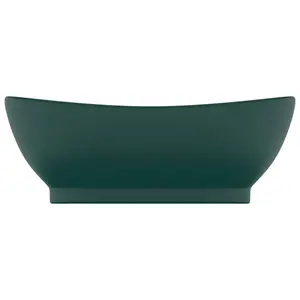 Belfry Bathroom Pearlene 390mm W Ceramic Oval Sink with Overflow Dark Green