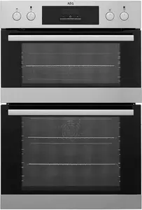 AEG 6000 Surroundcook Built In Double Oven DCB331010M, 61L Capacity, 59.4 Cm, Multilevel Cooking, Grill Function, LED Display, Antifingerprint