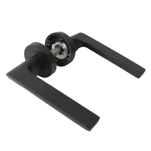 UNO-2 Door Handle Pack Modern Matt Black Lever on Rose Internal Handles + 64mm Latch & Hinges