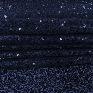 4ft x 7ft Sequin Backdrop Photography Background Shiny Fabric Glitter Curtain Backdrop, Navy