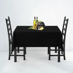 Neel Blue 90"x132" Linen Tablecloth, Premium Polyester Dining Table Cover, Black