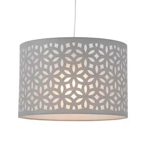 First Choice Lighting Set of 2 Grey Laser Cut 30cm Pendant Lightshades