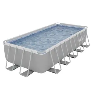 Dellonda 21FT Deluxe Steel Frame Swimming Pool Rectangular With Step Ladder