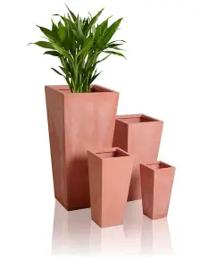 Primrose Terracotta Fibrecotta Tall Flared Square Planter 39cm