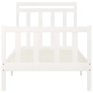 Berkfield Bed Frame White Solid Wood Pine 100x200 cm