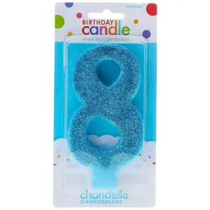 Amscan Glitter 8th Birthday Candle Caribbean Blue (One Size)