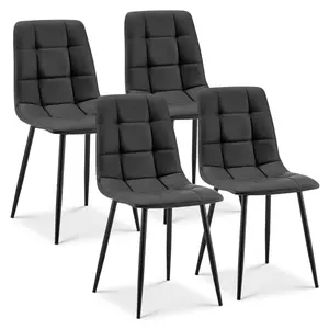 Zurich Grey Faux Leather Dining Chair with Modern Design and Comfort - Set of 4