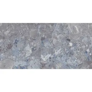 Vance Polished Blue Stone Effect Porcelain Wall & Floor Tile - Pack of 32 Tiles, 23m² - (L)600(W)1200mm