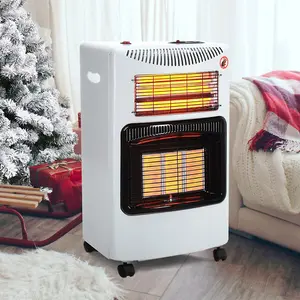 4.2kw White Indoor Mobile Freestanding Ceramic Infrared Heating Gas Heater with Wheels 3 Heat Setting