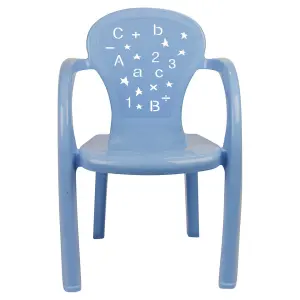 URBNLIVING 50cm Height 4 Pcs Blue Coloured Stackable Plastic Chairs for Kids Party Play Set