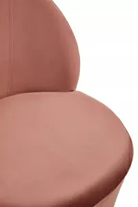 Interiors by Premier Luxurious Dusty Pink Velvet Gold Base Chair, Modern Armless Chair For Livingroom, Wooden Chair For Bedroom