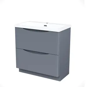 Nes Home Modern 800mm Grey Floorstanding Basin Vanity Unit