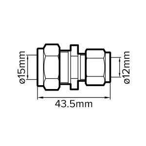 Flomasta Compression fitting Yellow Straight Reducing Coupler (Dia)15mm (L)43.5mm