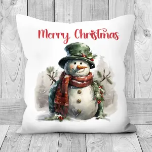 Poly Linen Cushion Christmas Snowman 45cm x 45cm