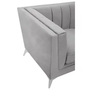 Interiors by Premier Hansa Two Seat Grey Velvet Sofa