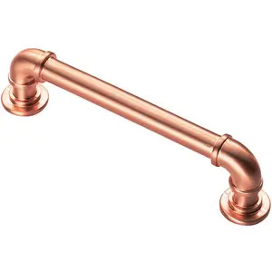 4x Pipe Design Cabinet Pull Handle 128mm Fixing Centres 12mm Dia Satin Copper