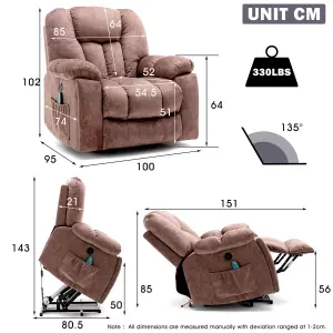 Power Massage Lift Recliner Chair with Heat and Message Single Sofa with Safety Motion Reclining Mechanism