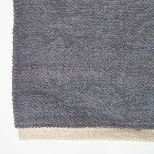 Homescapes Dark Grey 100% Cotton Plain Chenille Rug with Natural Trim, 90 x 150 cm