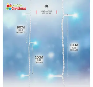 360 LED Blue and Ice White Icicle Light 8 Modes Ultra Bright Christmas Wedding Decoration Indoor Outdoor