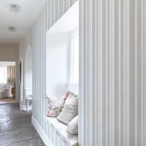 Shabby Chic by Rachel Ashwell Watercolour Stripe Grey Stipped Wallpaper