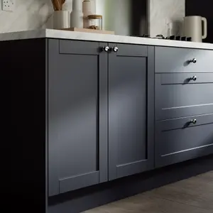 GoodHome Ashmead Matt midnight blue Drawer front, bridging door & bi fold door, 356mm x 16mm x 997mm