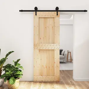 Berkfield Sliding Door with Hardware Set 80x210 cm Solid Wood Pine