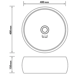 Berkfield Luxury Wash Basin Round Matt Dark Grey 40x15 cm Ceramic