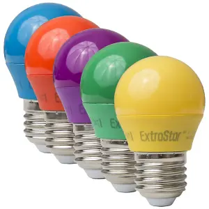 Extrastar 4W Green LED Golf Ball Modern ColouGreen Light Bulb E27 (Pack of 6)