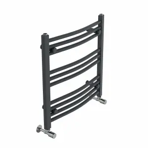 Right Radiators 600x600 mm Curved Heated Towel Rail Radiator Bathroom Ladder Warmer Anthracite