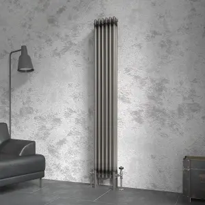 Right Radiators 1800x292 mm Vertical Traditional 3 Column Cast Iron Style Radiator Raw Metal