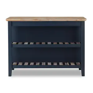 Florence Navy Blue Breakfast Bar Kitchen Island with Shelves