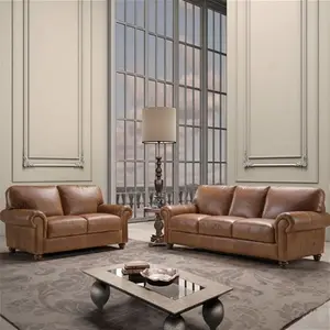 Oak World Portofino Italian Leather Sofa With 3 Seats | Made In Italy | Old Ranch Brown