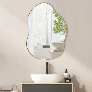 Costway Irregular Wall Mirror W/ Metal Frame Bathroom Asymmetrical Mirror Decorative Vanity Mirror