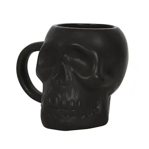 Matte Black Skull Ceramic Mug for Gothic Style